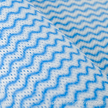 Tecido biodegradável impresso em ondas azuis como pano de cozinha